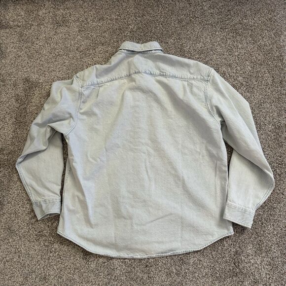 Supreme Light Blue Denim Wooster Cotton Long Sleeve Box Logo Shirt Size Medium - Picture 7 of 12